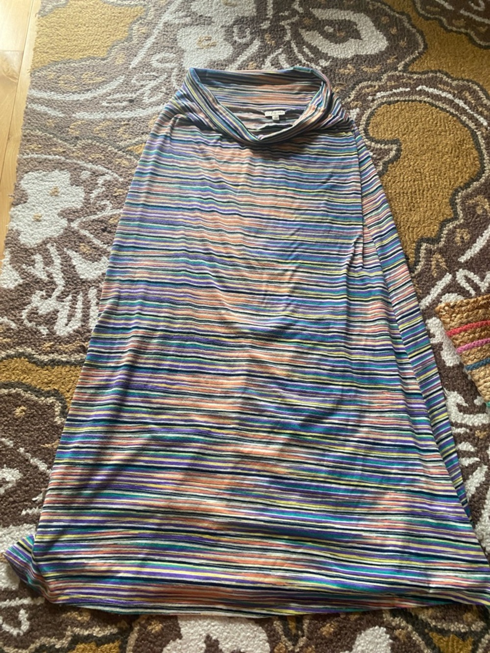 Lily White Striped Cotton Maxi Skirt